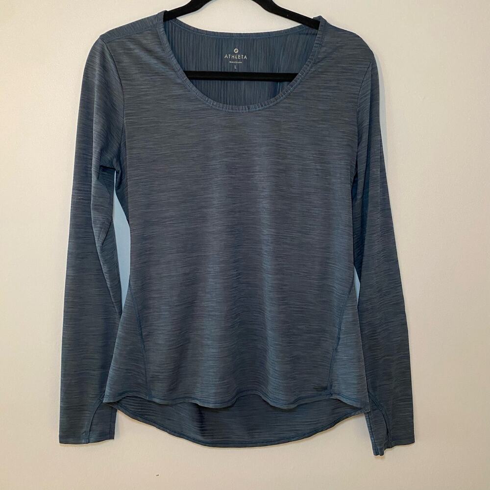 Athleta Blue Lightweight Long Sleeve Shirt Athletic Active Women's size Large